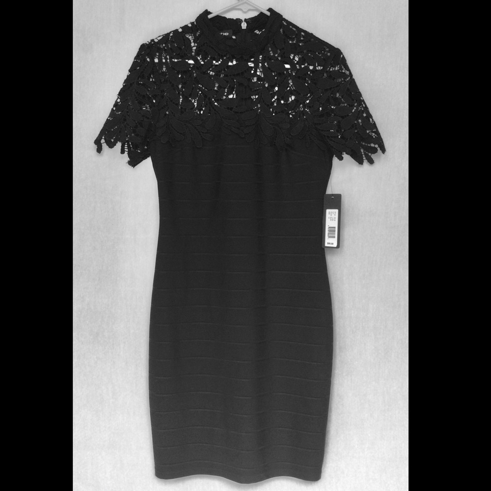 Cocktail dress,Midi,Black,Bebe,Size 10,Lace top